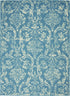 2' X 4' Blue Damask Power Loom Area Rug